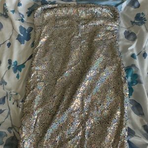 Strapless sequin dress